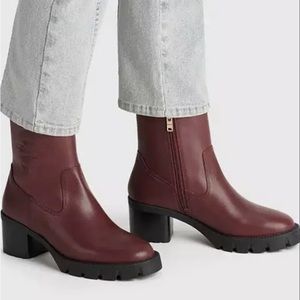 Coach JOY LEATHER BOOTIE in DARK CRANBERRY NEW